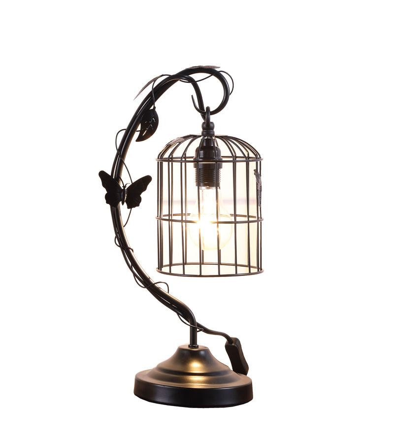 17.5" In Iris Black Butterfly Garden Metal Table Lamp-zoom-