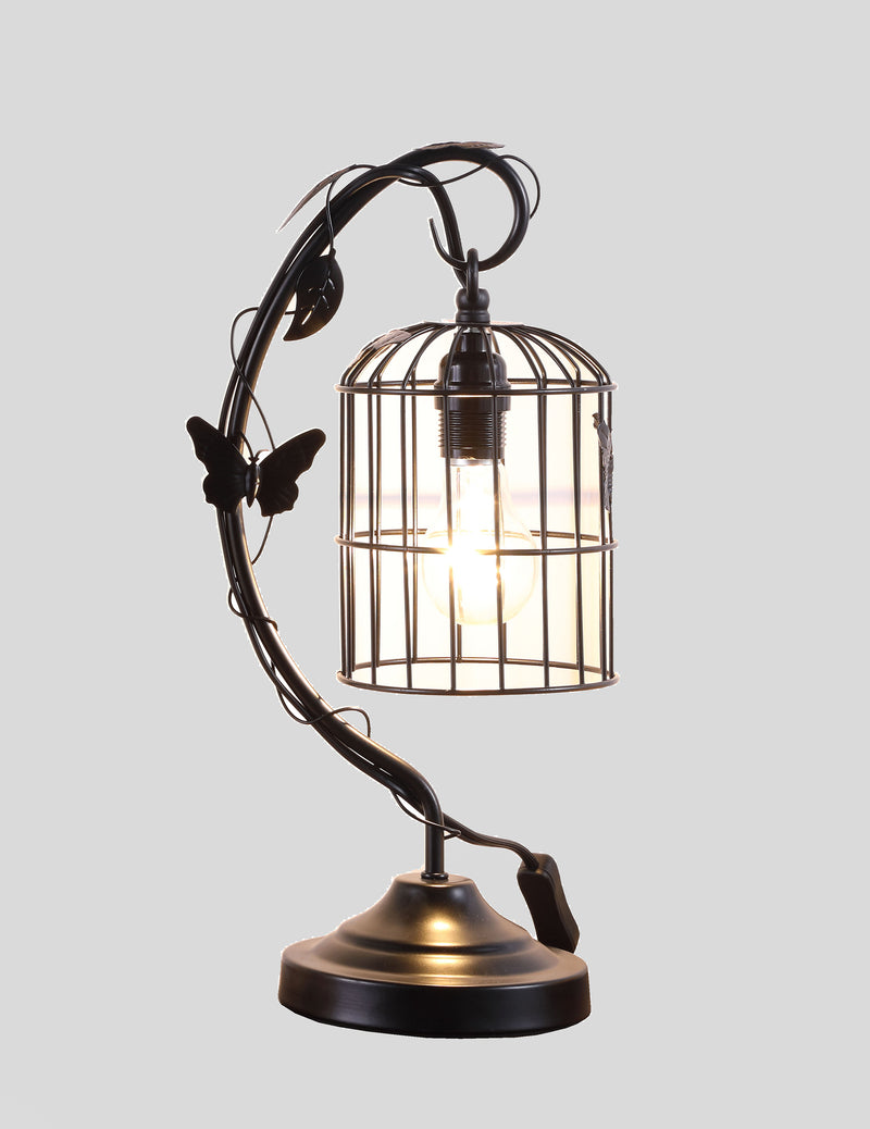 17.5" In Iris Black Butterfly Garden Metal Table Lamp-zoom-