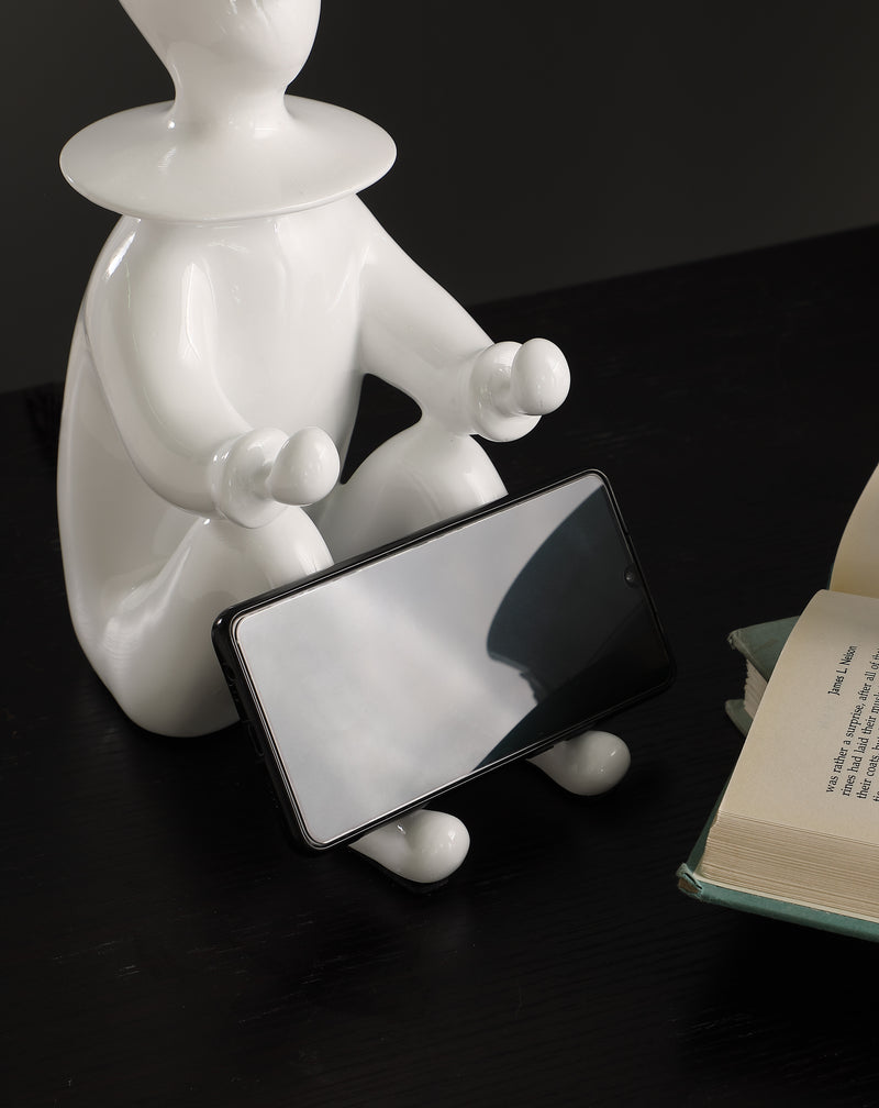 21.25" In White Modern Clown Phone Holder Resin Table Lamp-zoom-