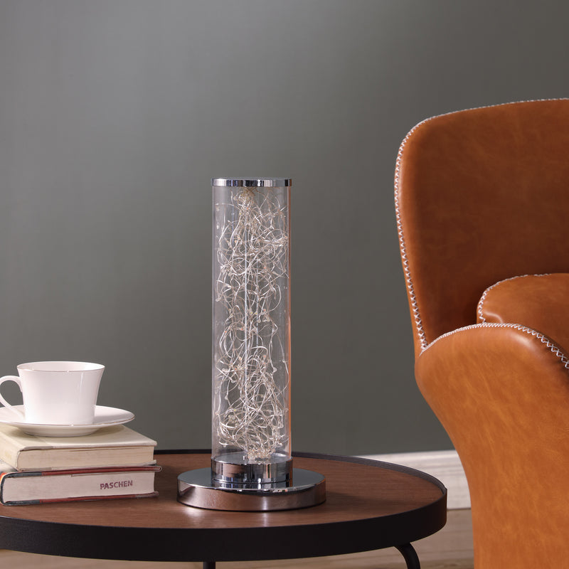 13" In Exposed Rope Led Minari Clear Column Table Lamp-zoom-