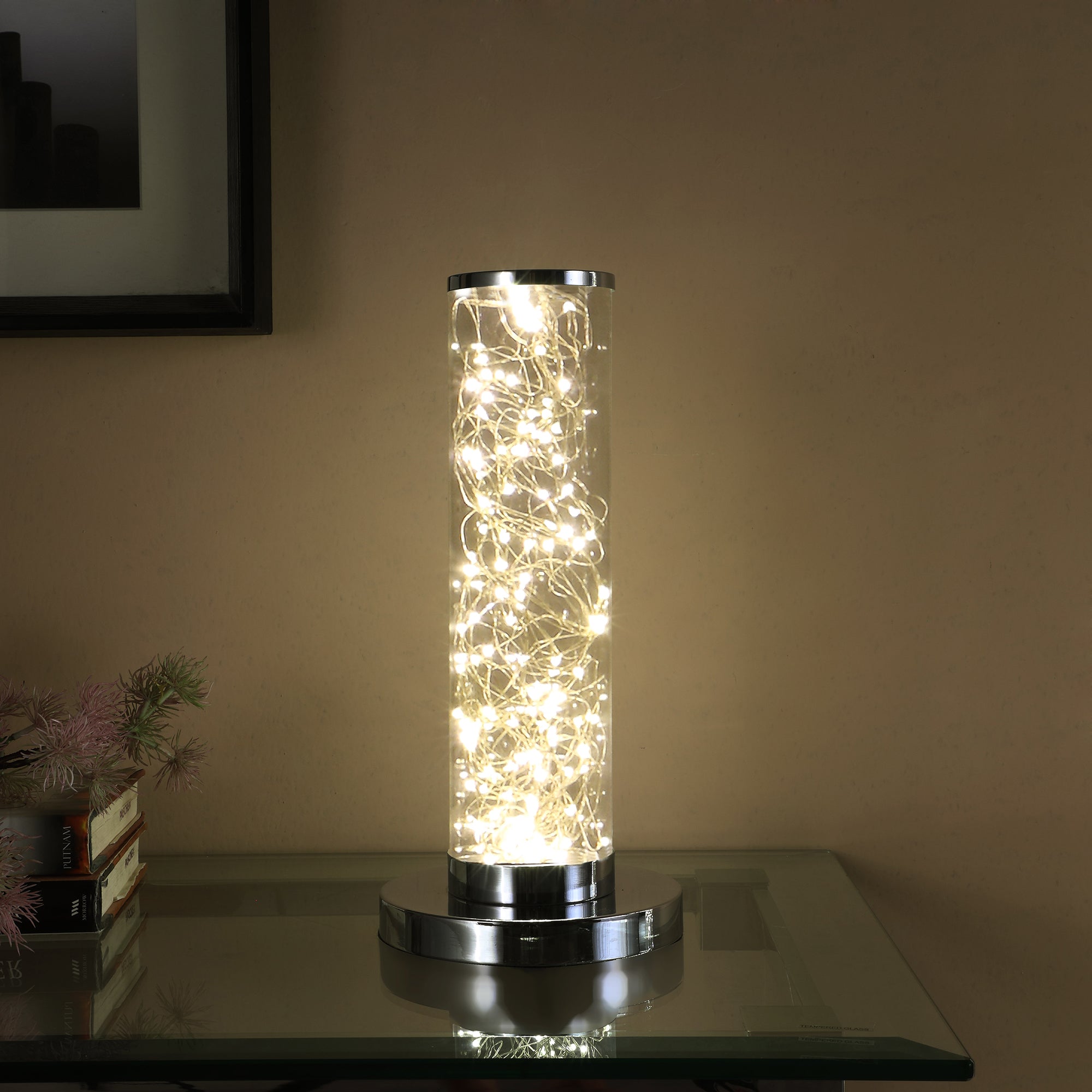 13" In Exposed Rope Led Minari Clear Column Table Lamp-zoom-4