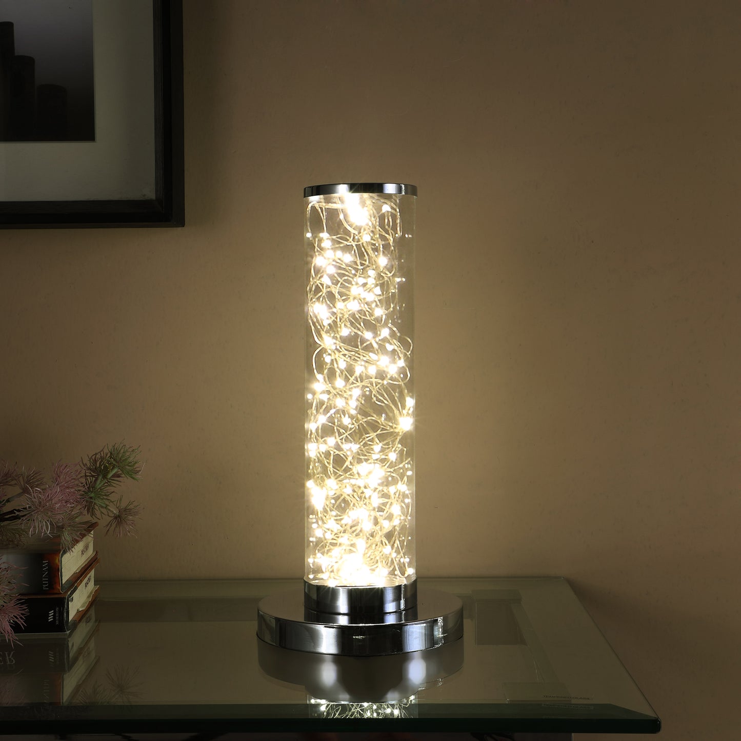 13" In Exposed Rope Led Minari Clear Column Table Lamp