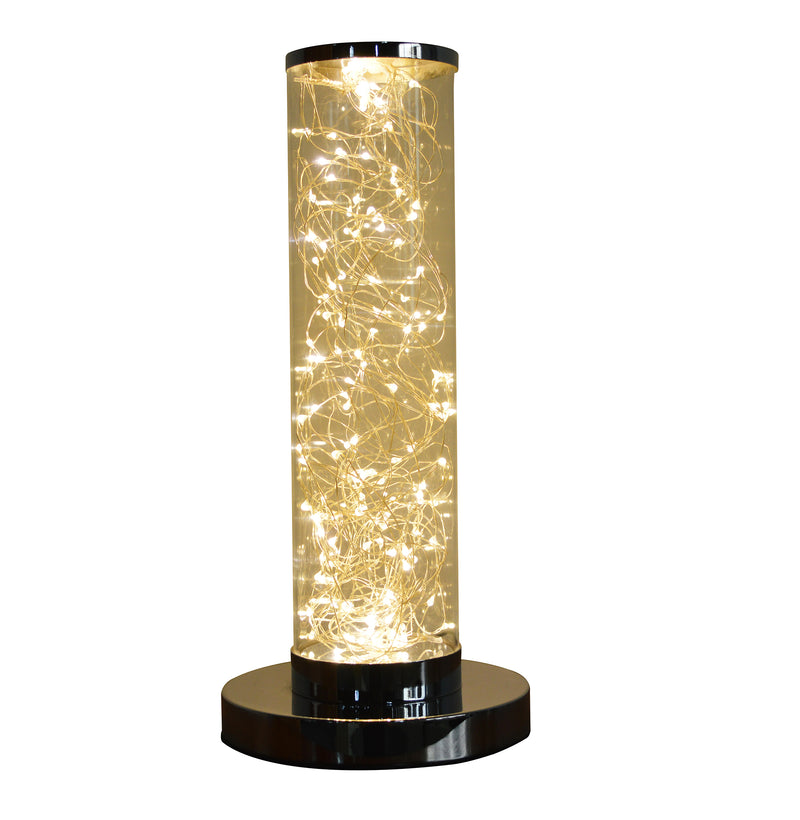 13" In Exposed Rope Led Minari Clear Column Table Lamp-zoom-