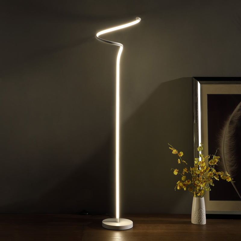 52.5" In Led Matte White Curvilinear S-Curve Spiral Tube Angled Floor Lamp-zoom-