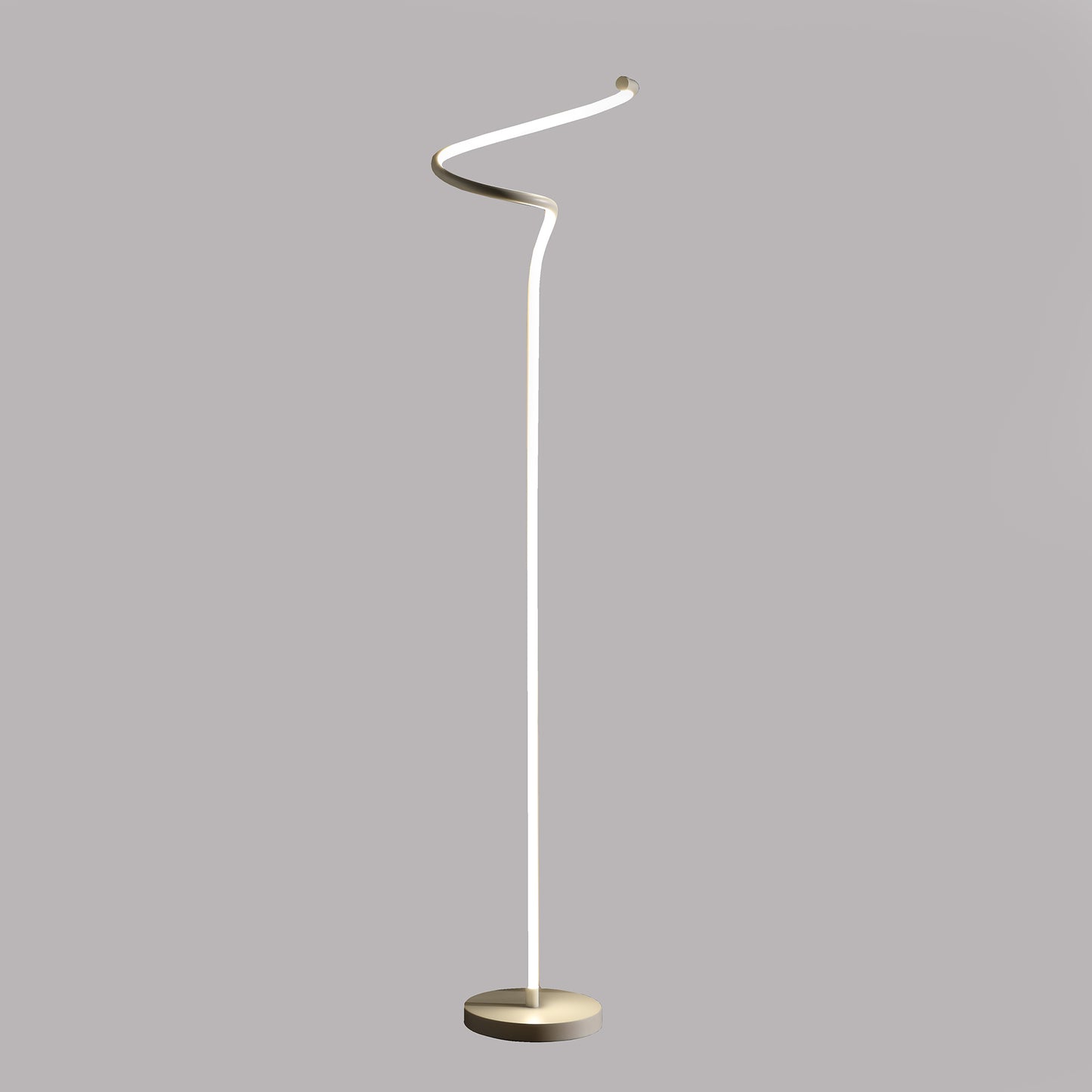52.5" In Led Matte White Curvilinear S-Curve Spiral Tube Angled Floor Lamp