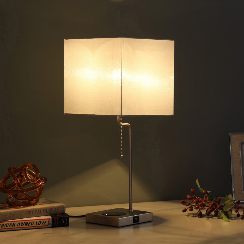21.5" In Aston Square Table Lamp W/ Charging Station-zoom-