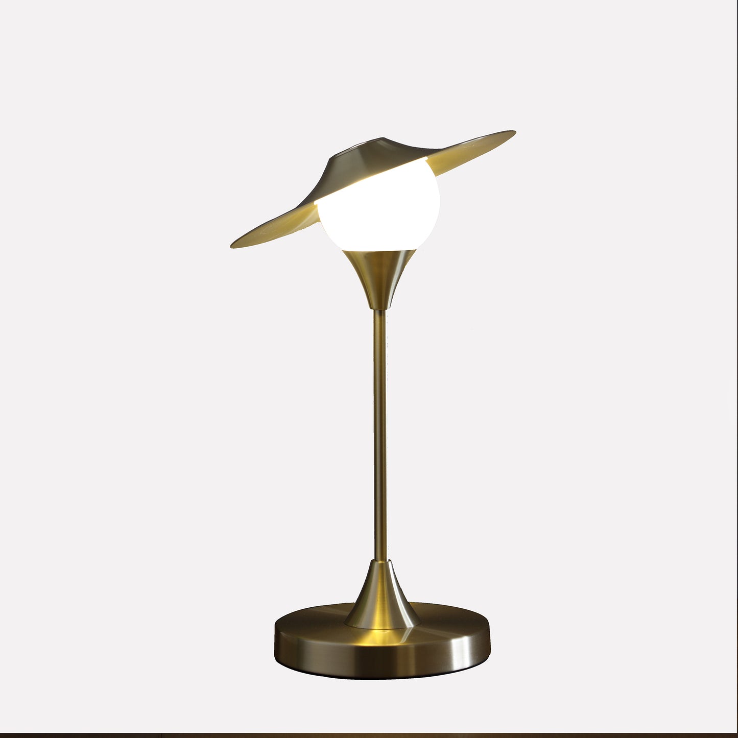 16" In Kelsey Led Brush Gold Exposed Shade Touch-on Table Lamp