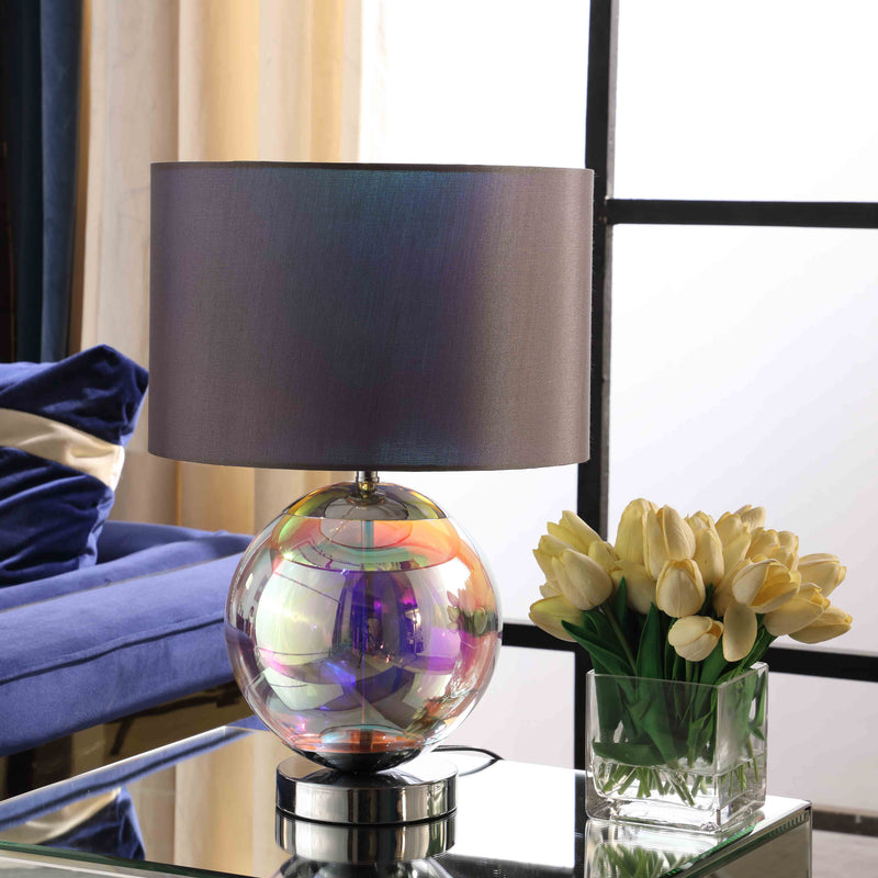 18.75" In Artie Orb Irredescent Chrome Table Lamp-zoom-