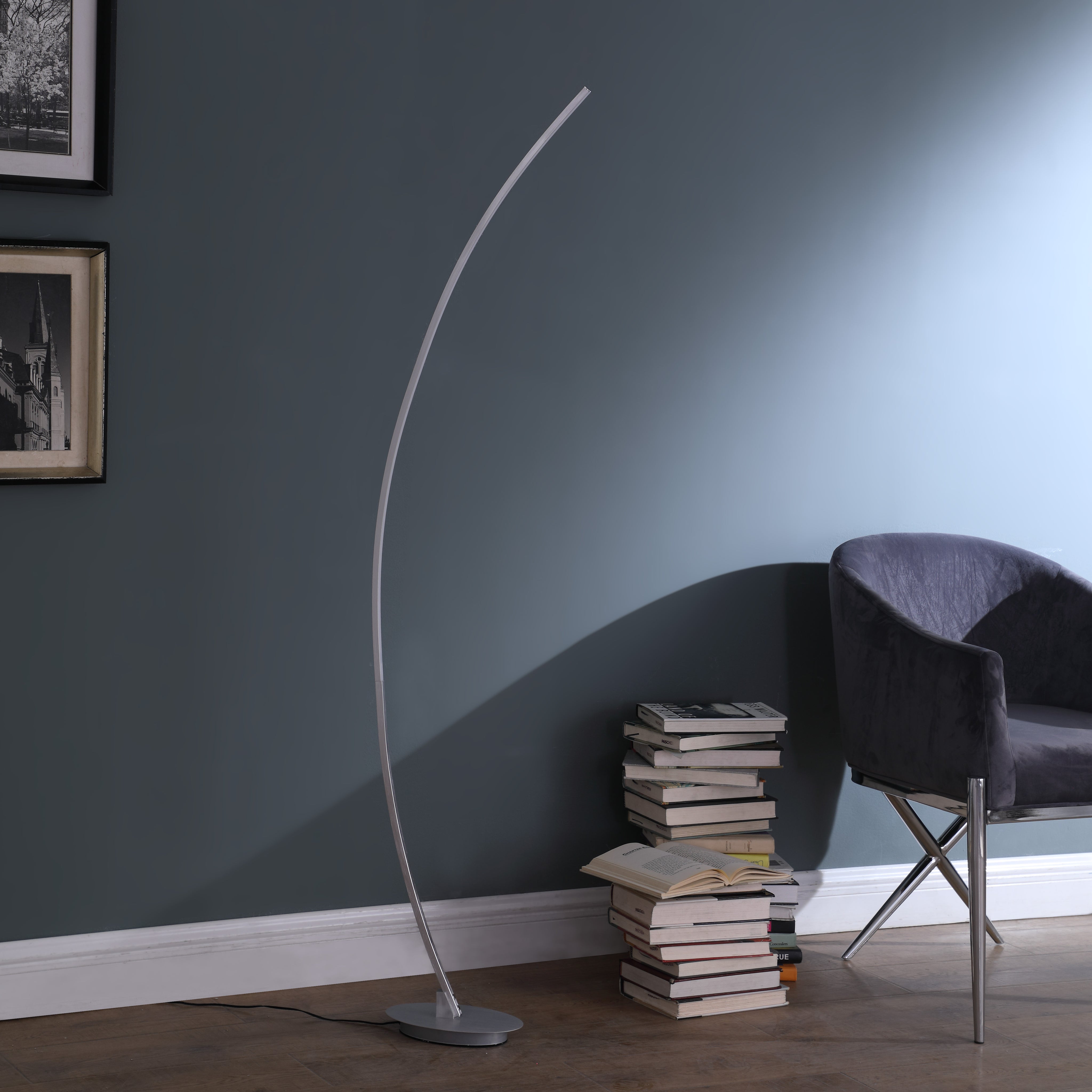 62.25" In Bradie Brushed Nickel Led Arc Tube Floor Lamp-zoom-3
