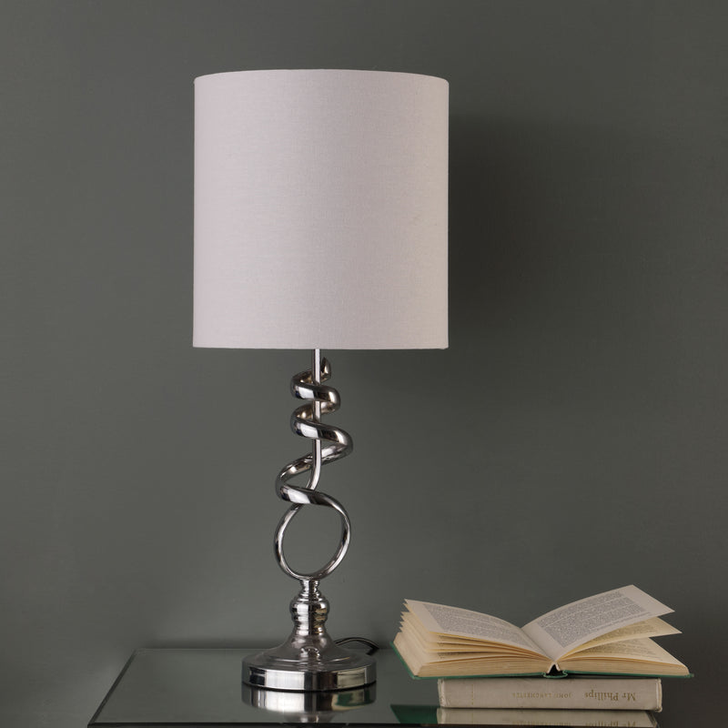 21.5" In Milo Abstract Brushed Silver Metal Table Lamp-zoom-