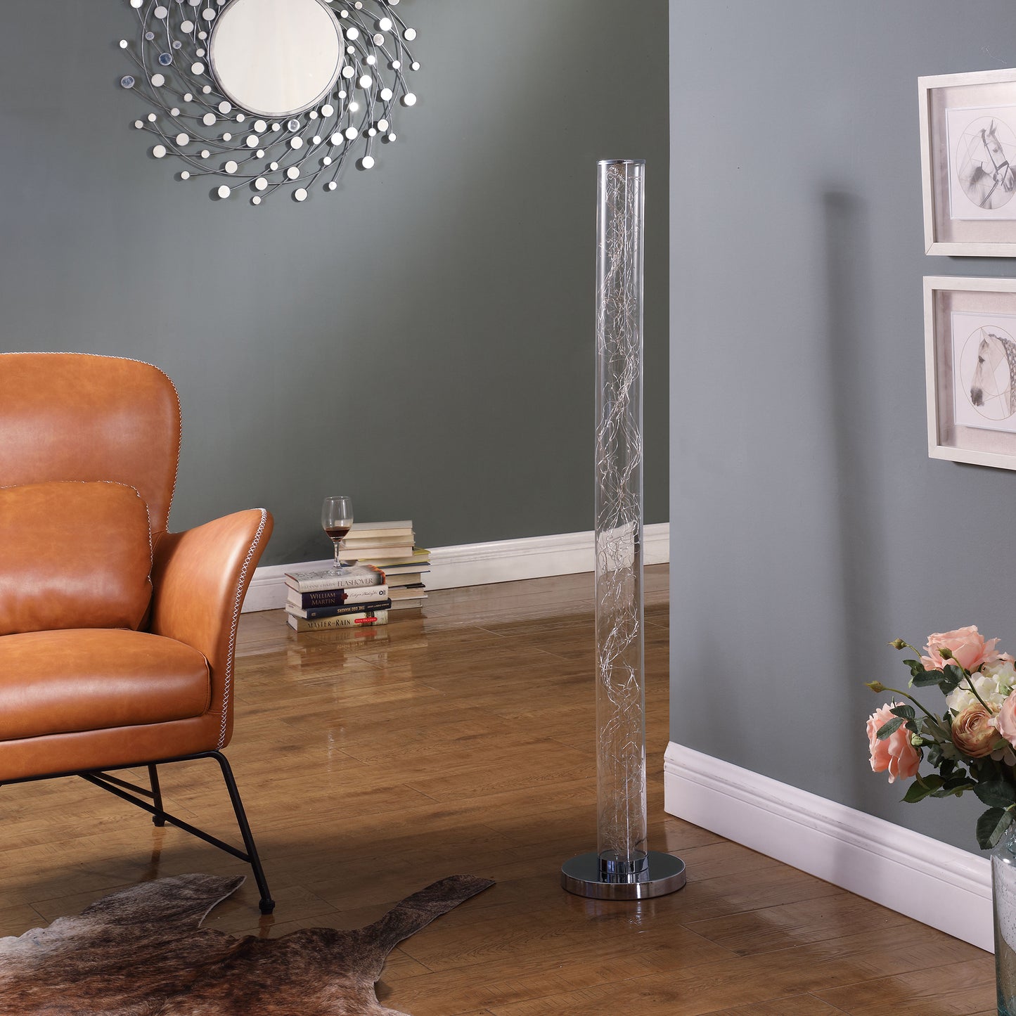 49" In Exposed Multi-Colored Rope Led Namiri Column Floor Lamp W/ Wireless Remote Control