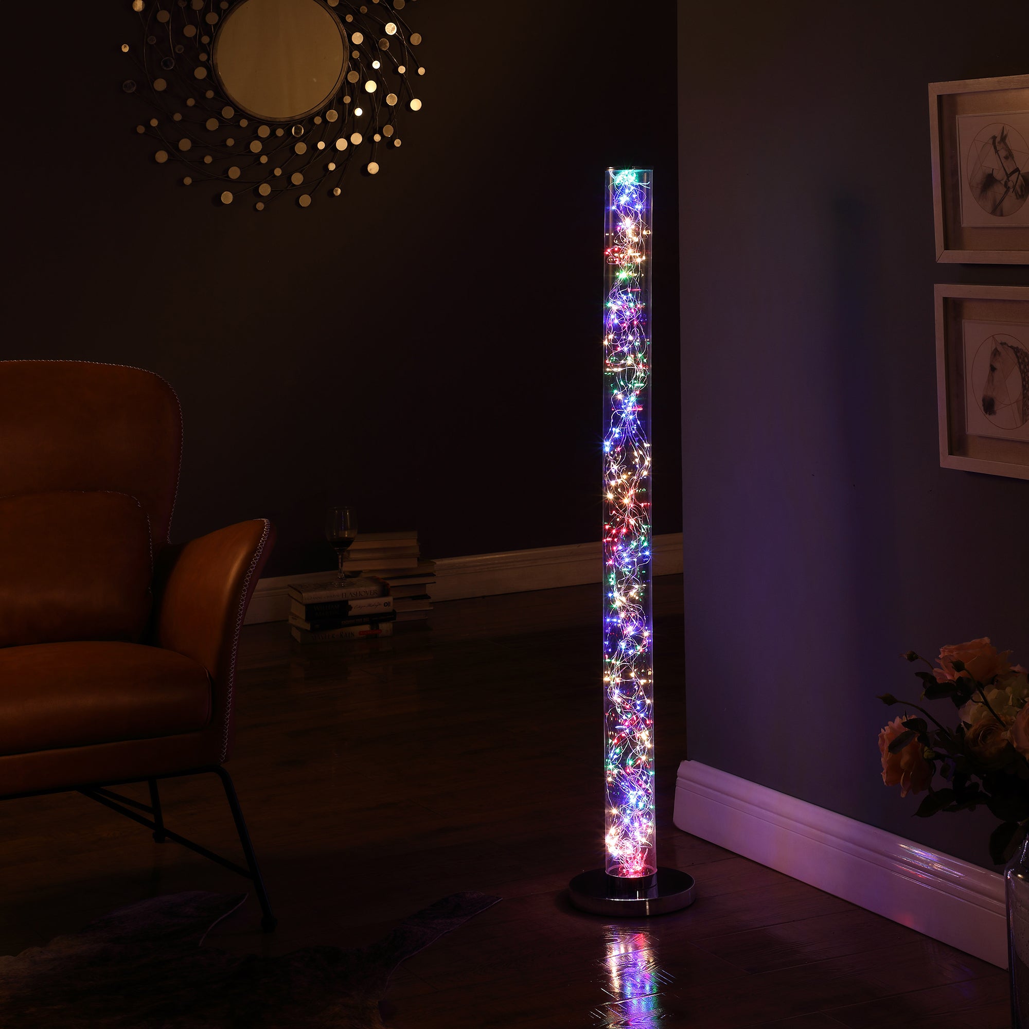 49" In Exposed Multi-Colored Rope Led Namiri Column Floor Lamp W/ Wireless Remote Control-zoom-3