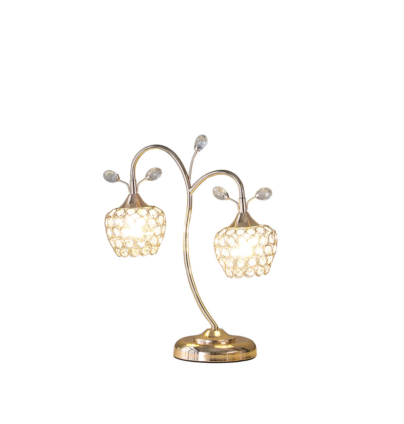 17.25" In Rose Gold 2-floral Bell Glam Metal Table Lamp-zoom-