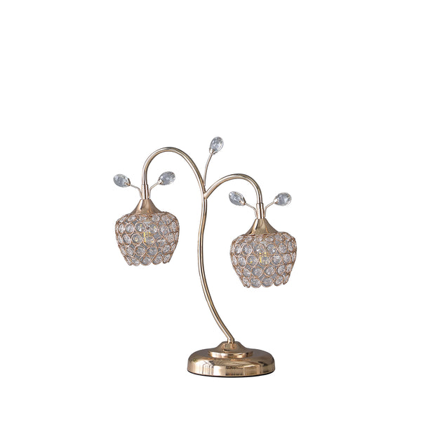 17.25 In Rose Gold 2-floral Bell Glam Metal Table Lamp