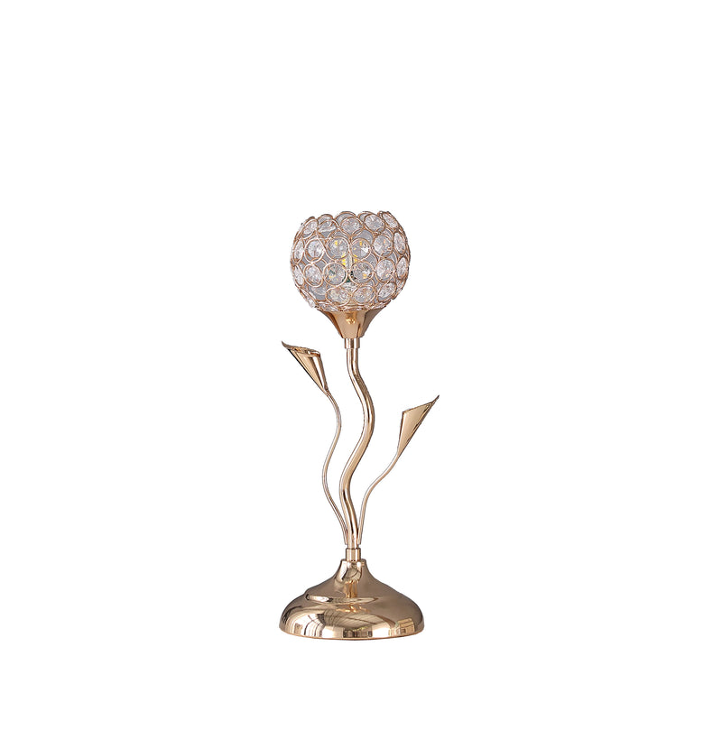 14" In Rose Gold Floral Bell Glam Metal Table Lamp-zoom-