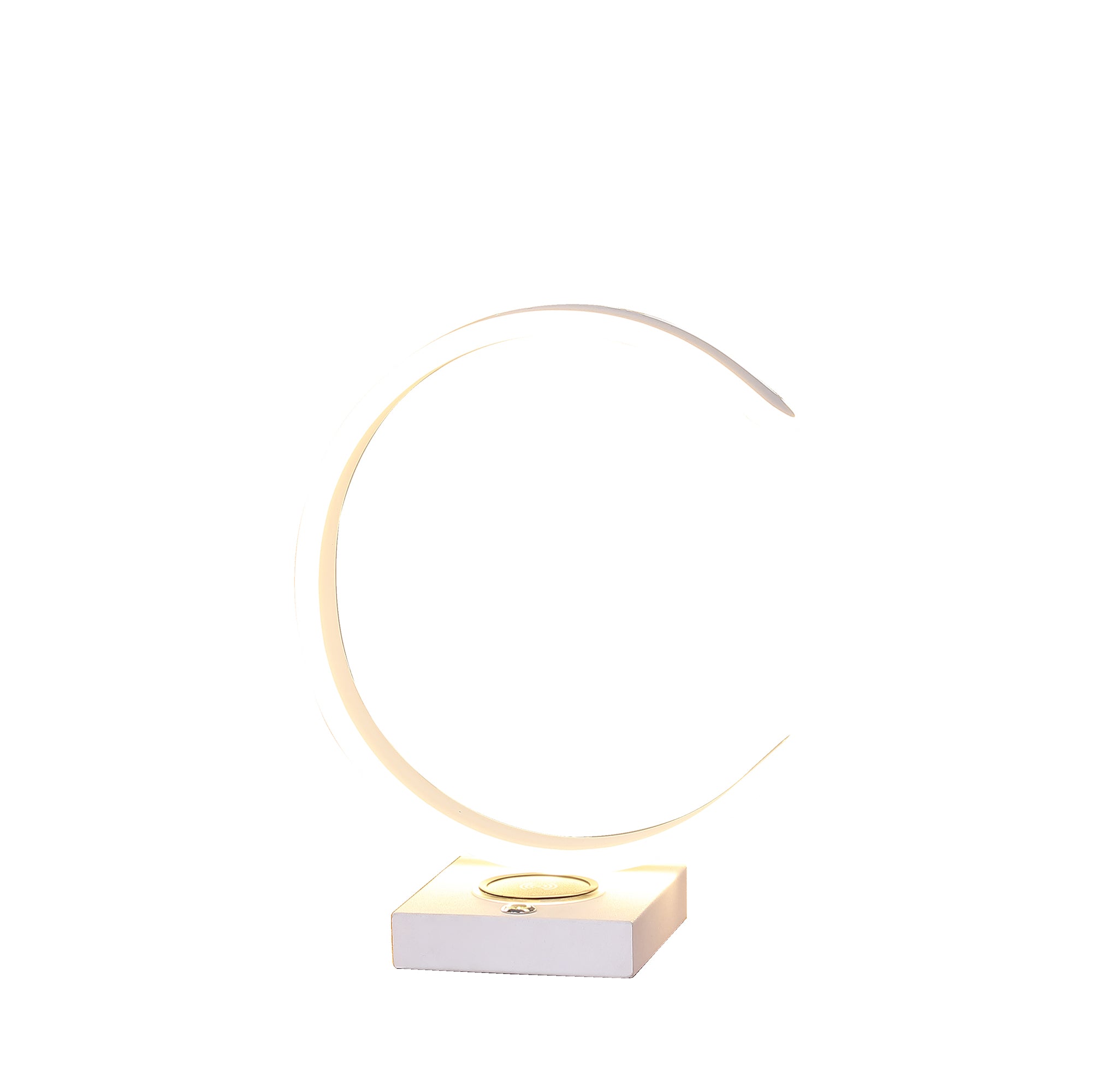 13.5" In C Shape Led W/ Usb/wireless Charger Port Table Lamp