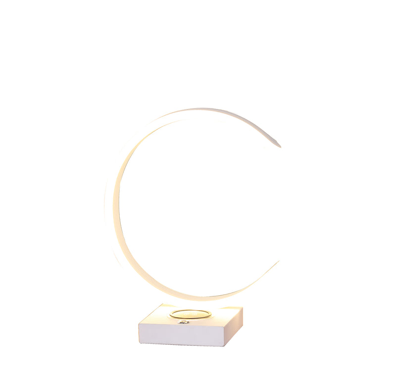 13.5" In C Shape Led W/ Usb/wireless Charger Port Table Lamp-zoom-