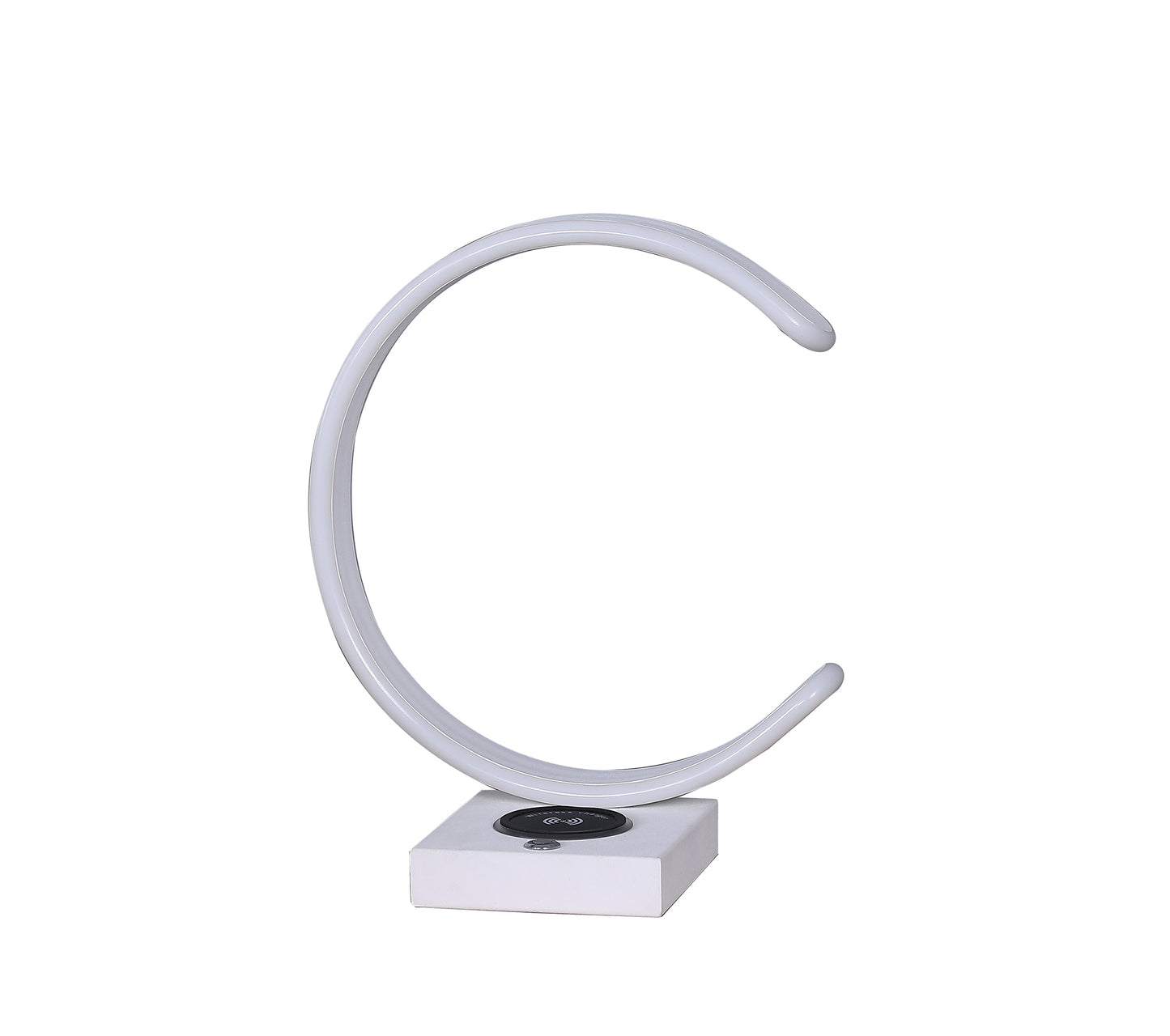 13.5" In C Shape Led W/ Usb/wireless Charger Port Table Lamp