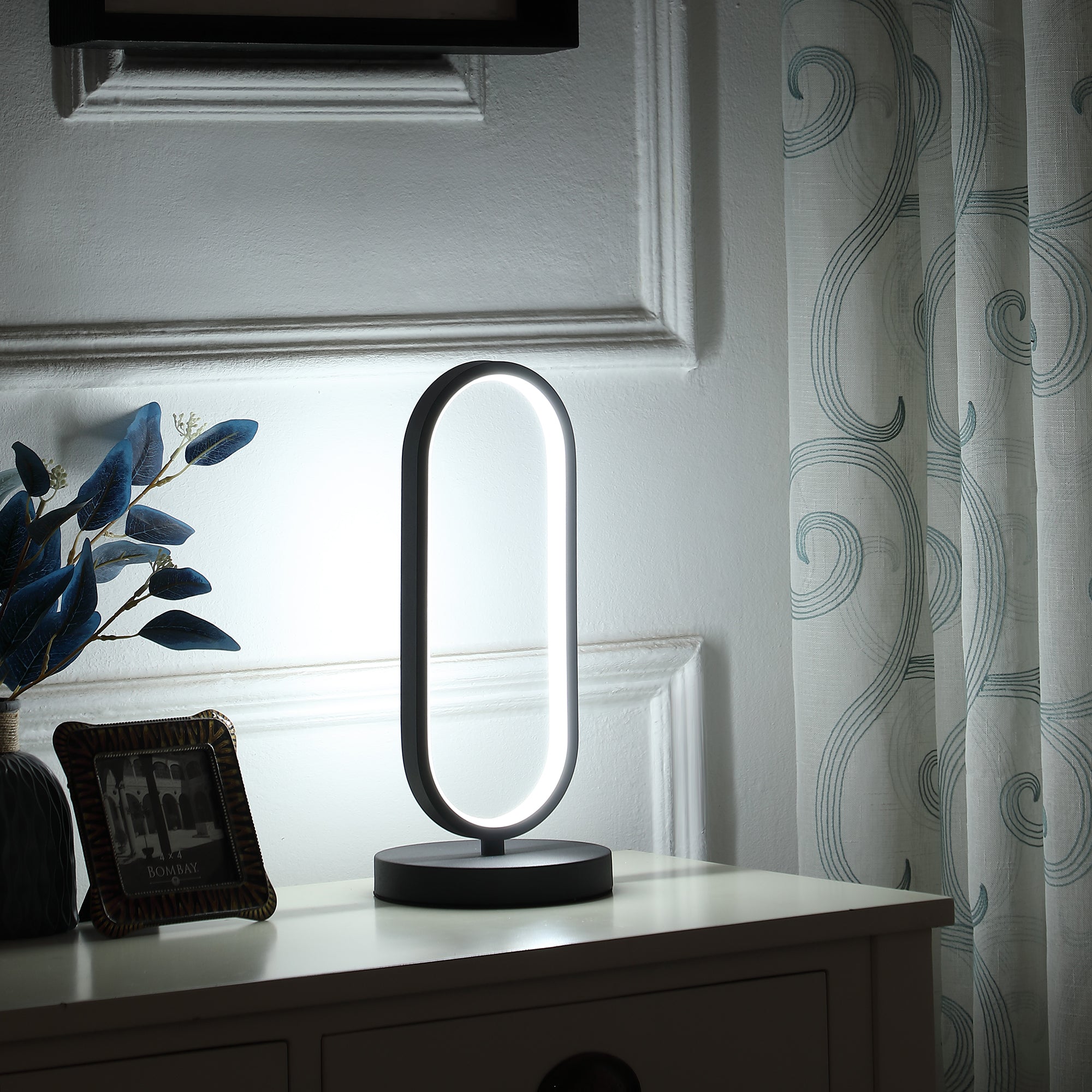 14" In Adras Modern Matte Black Oval Led Contemporary Metal Table Lamp-zoom-4