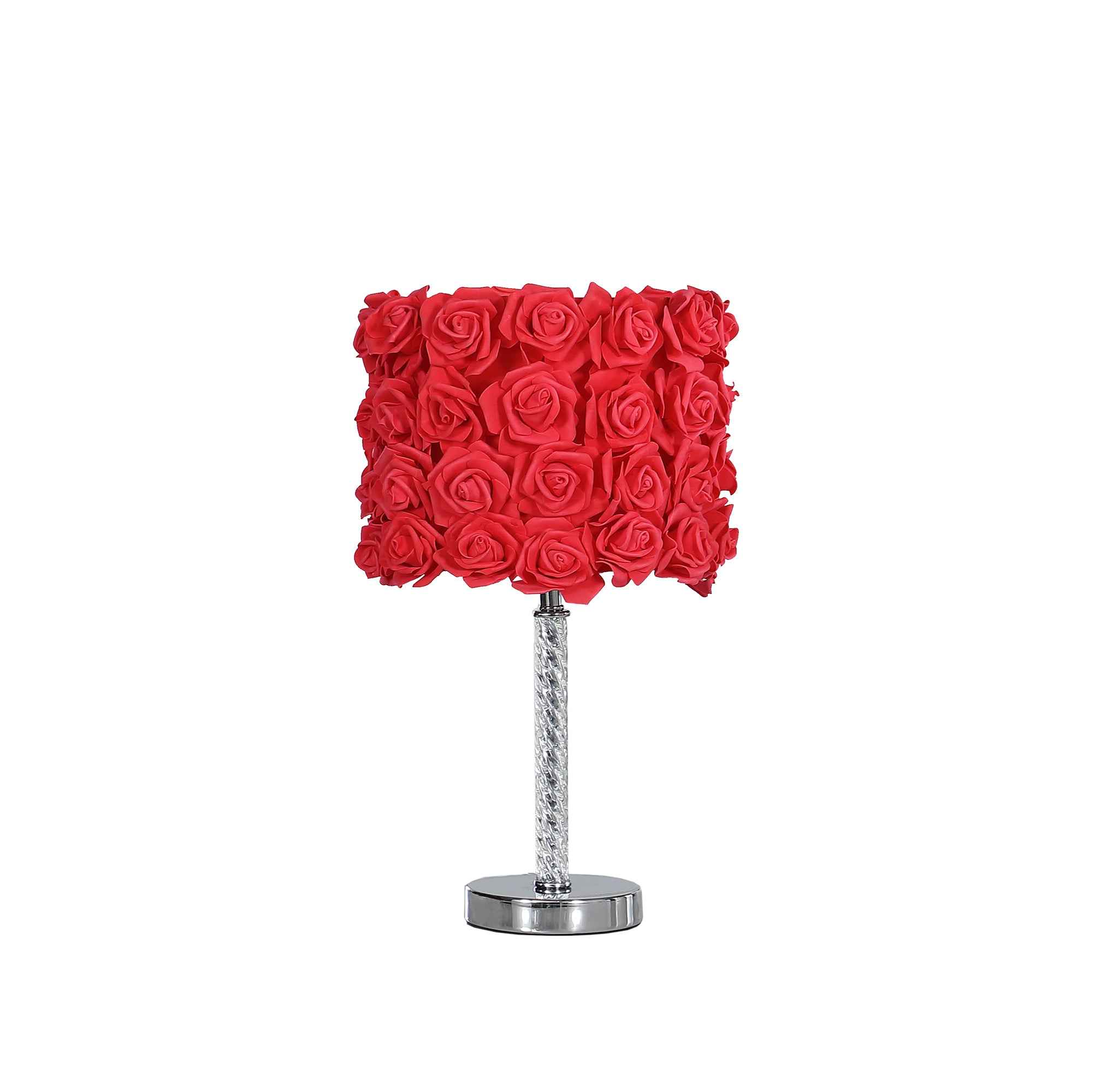 18.25" In Red Roses In Bloom Acrylic/metal Table Lamp