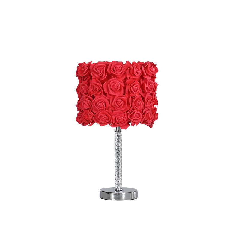 18.25" In Red Roses In Bloom Acrylic/metal Table Lamp-zoom-