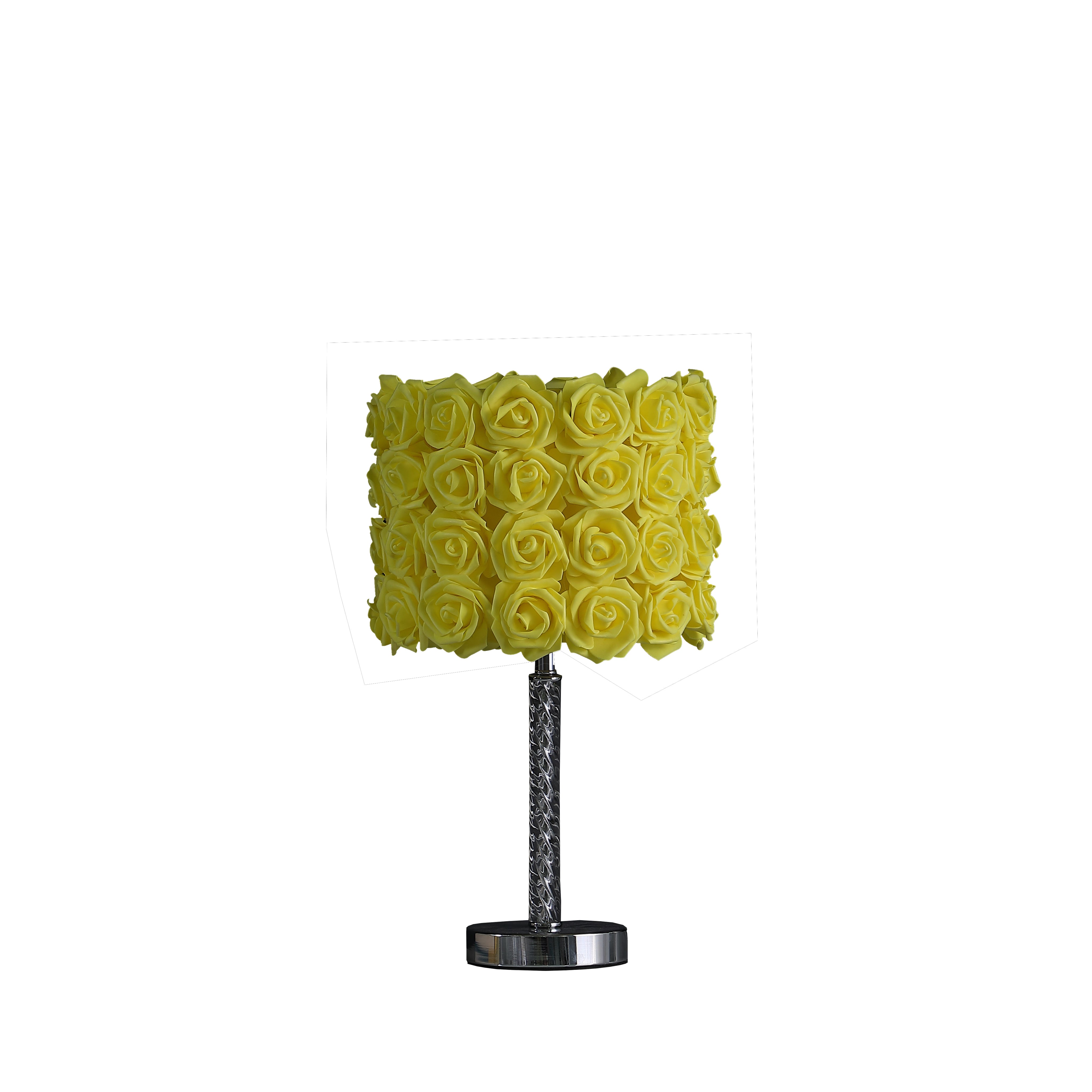 18.25" In Yellow Roses In Bloom Acrylic/metal Table Lamp-zoom-1