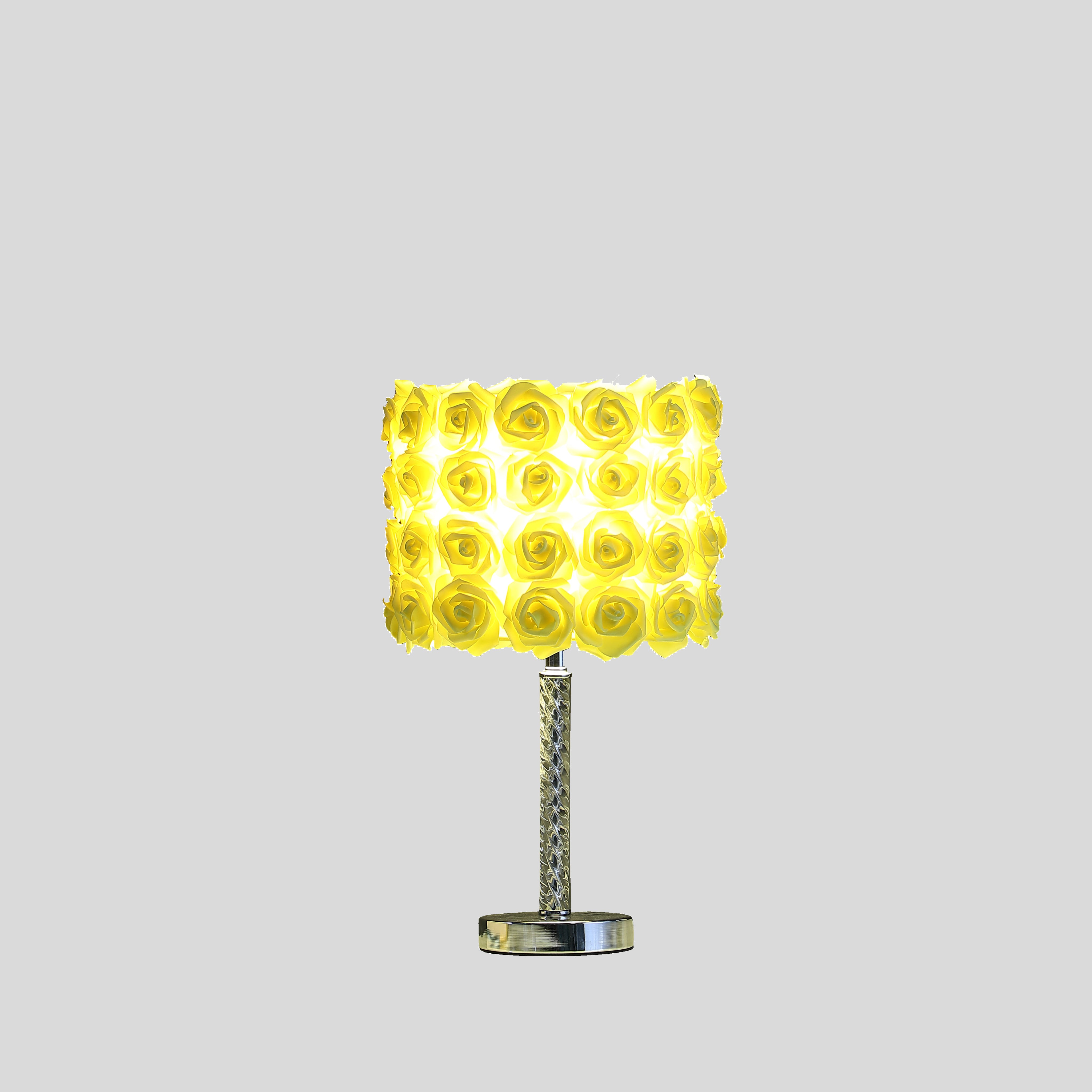 18.25" In Yellow Roses In Bloom Acrylic/metal Table Lamp-zoom-4