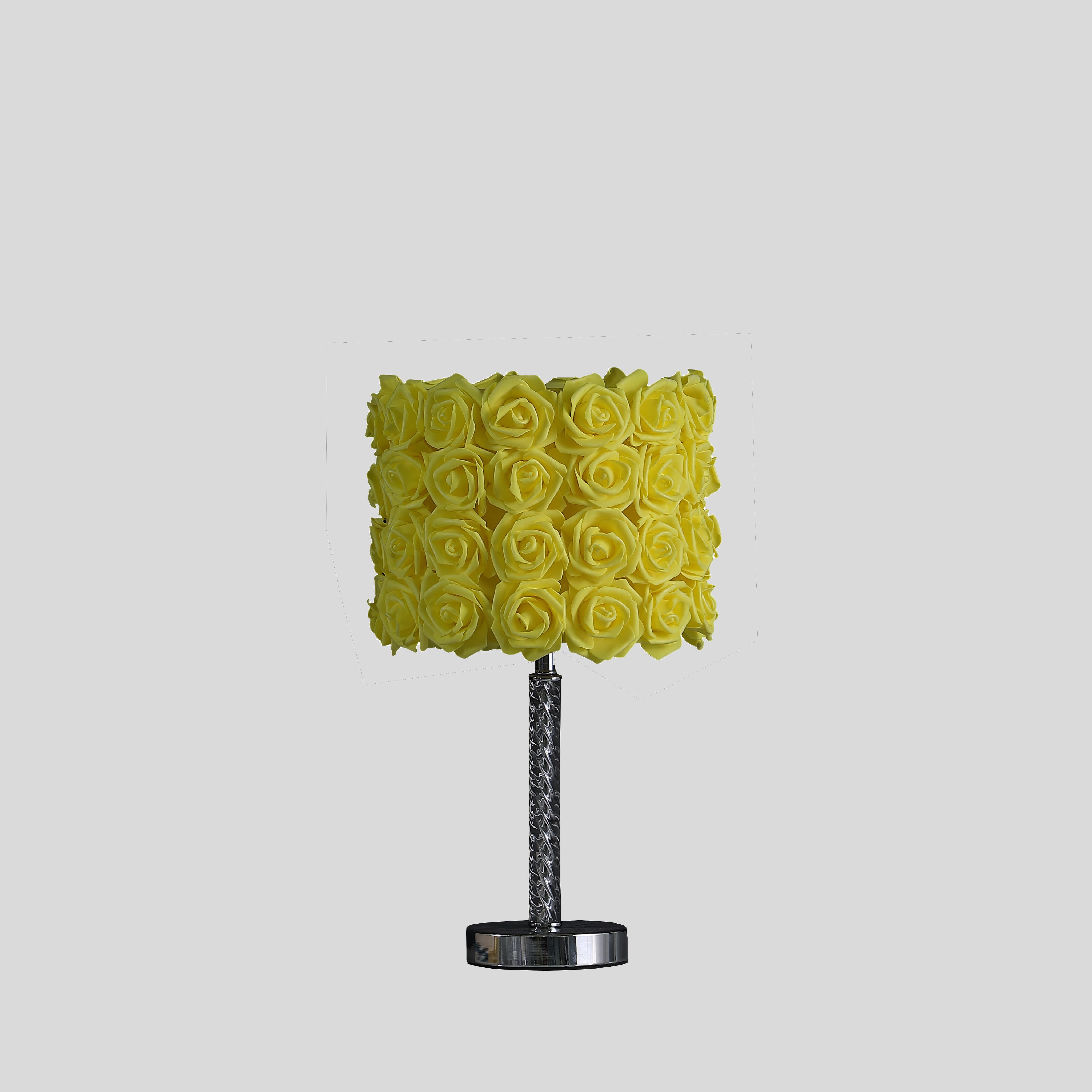 18.25" In Yellow Roses In Bloom Acrylic/metal Table Lamp-zoom-3