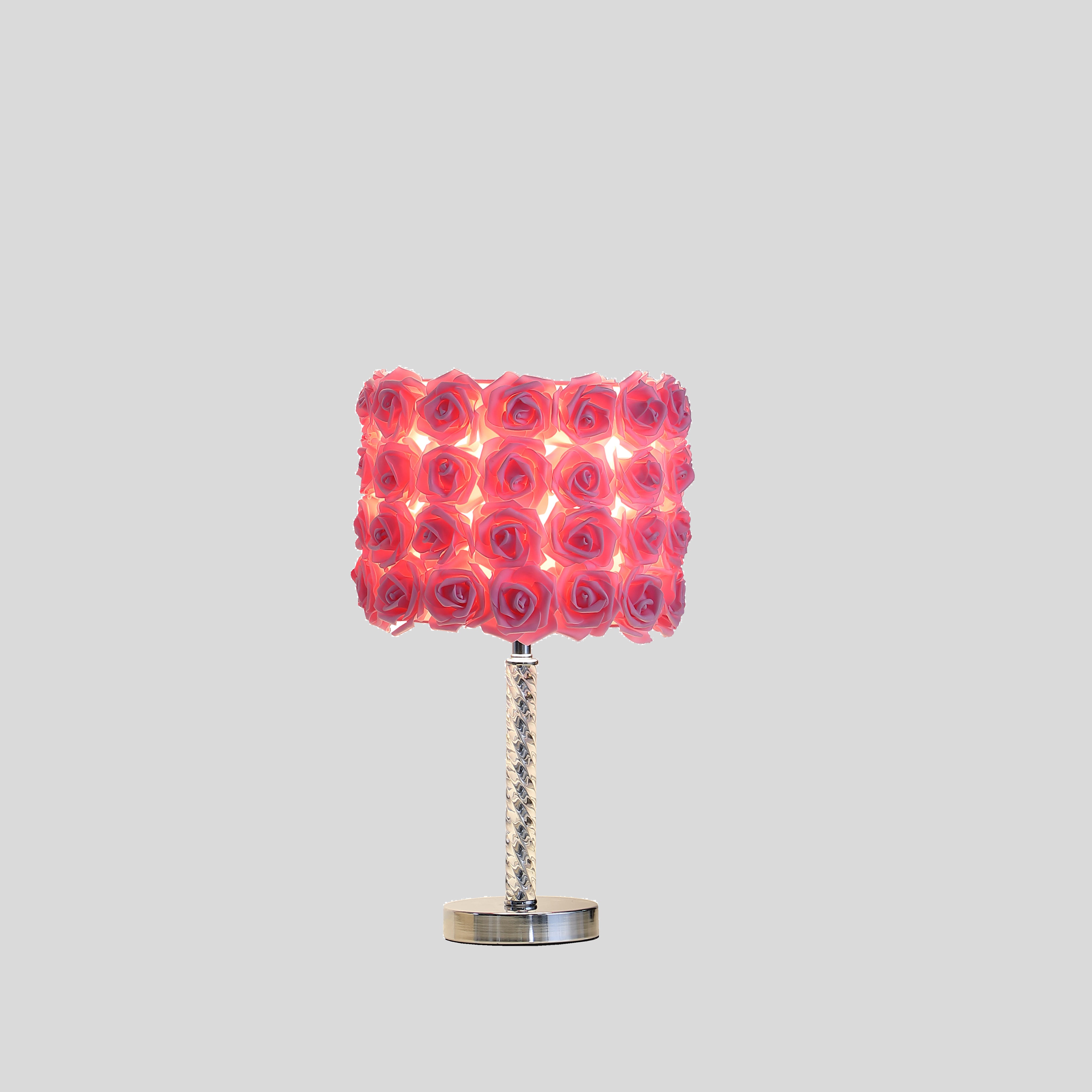 18.25" In Pink Roses In Bloom Acrylic/metal Table Lamp-zoom-4