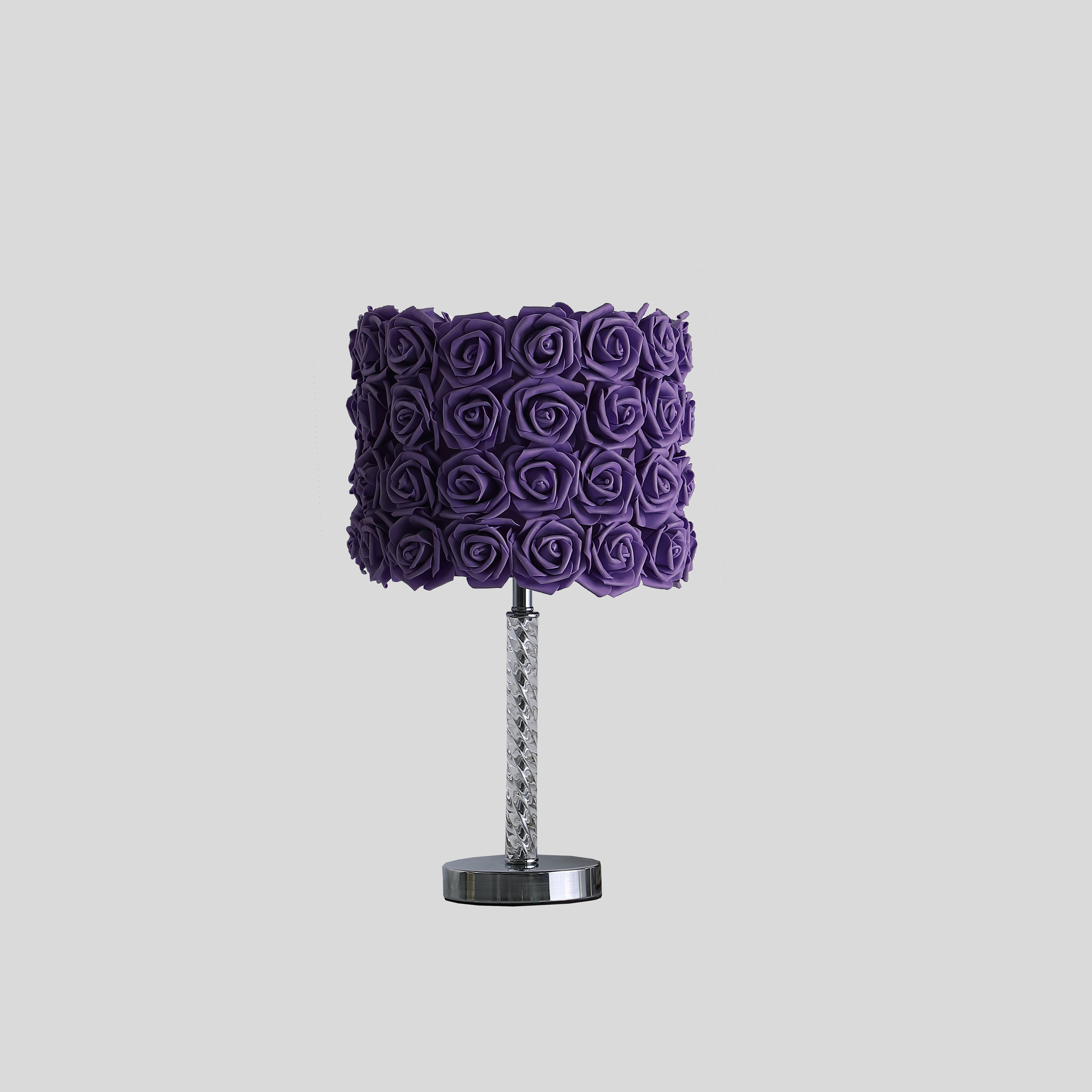 18.25" In Lavender Roses In Bloom Acrylic/metal Table Lamp-zoom-3