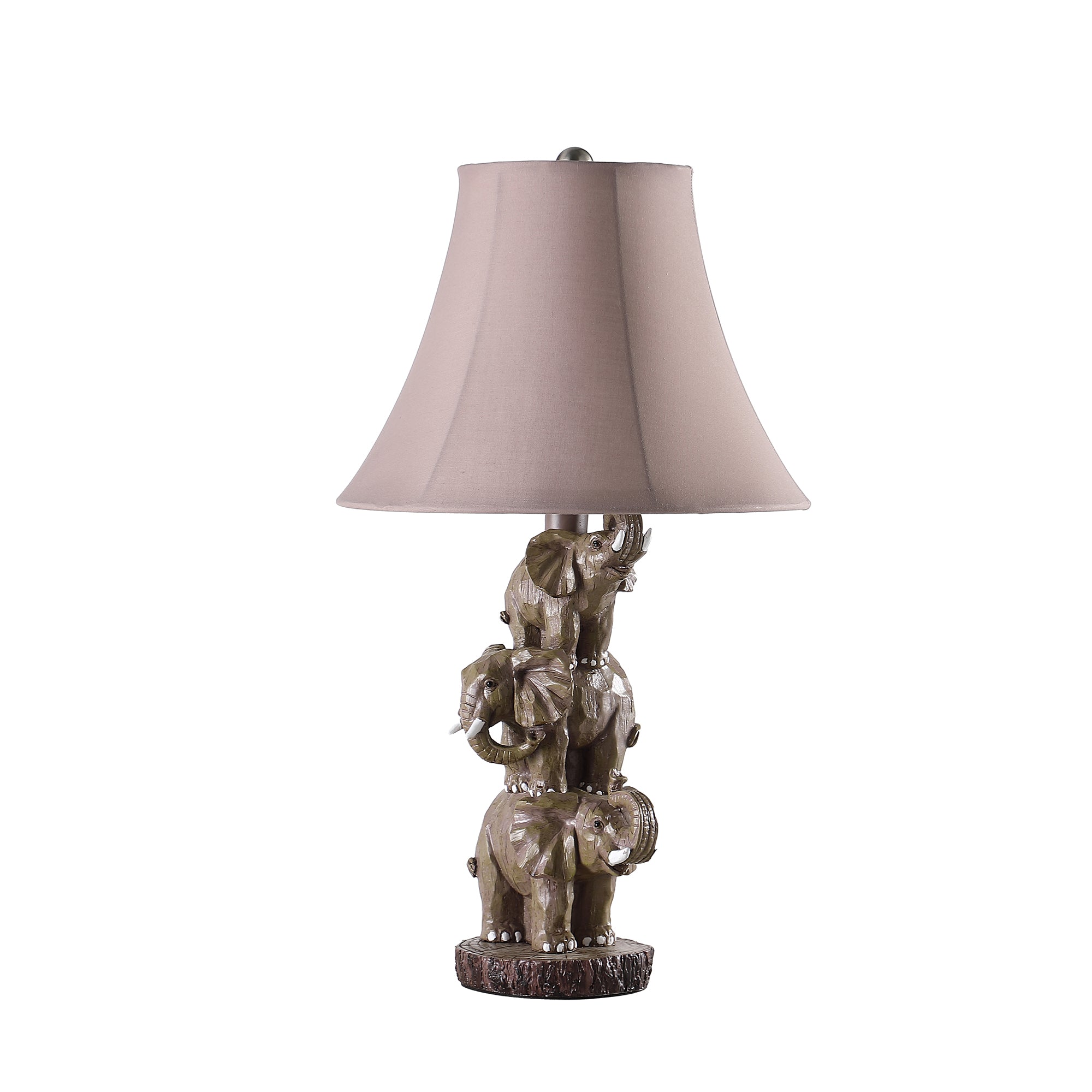 21" In Wildlife 3 Stacked Elephants Polyresin Table Lamp-zoom-1