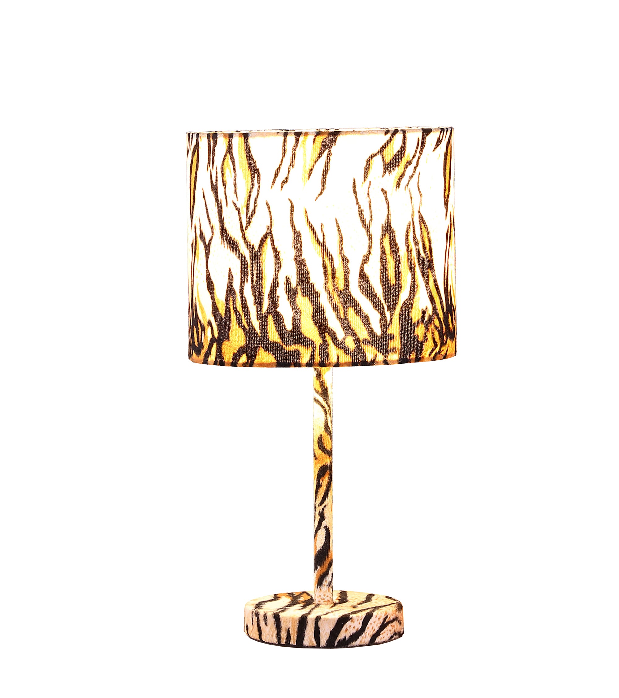 19.25" In Faux Suede Tiger Print Metal Table Lamp-zoom-2
