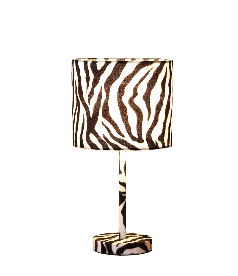 19.25" In Faux Suede Zebra Metal Table Lamp-zoom-