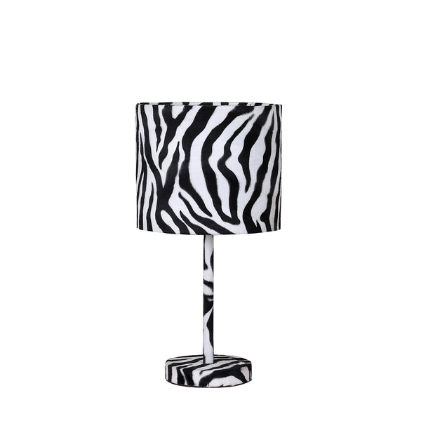 19.25 In Faux Suede Zebra Metal Table Lamp
