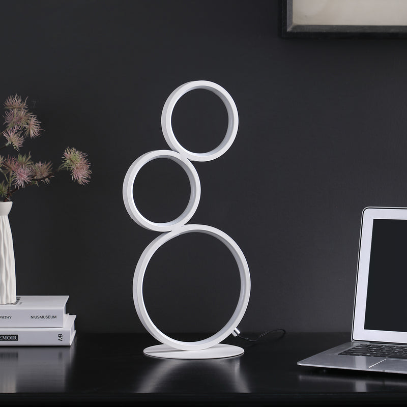 17" In 3-ring Shaped Odu White Led Minimalist Metal Table Lamp-zoom-