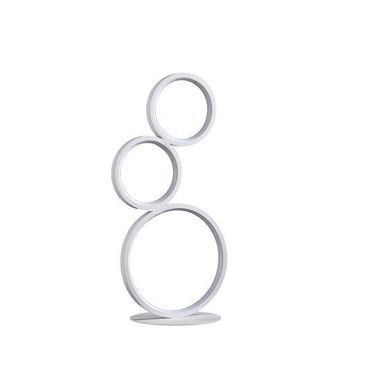 17" In 3-ring Shaped Odu White Led Minimalist Metal Table Lamp