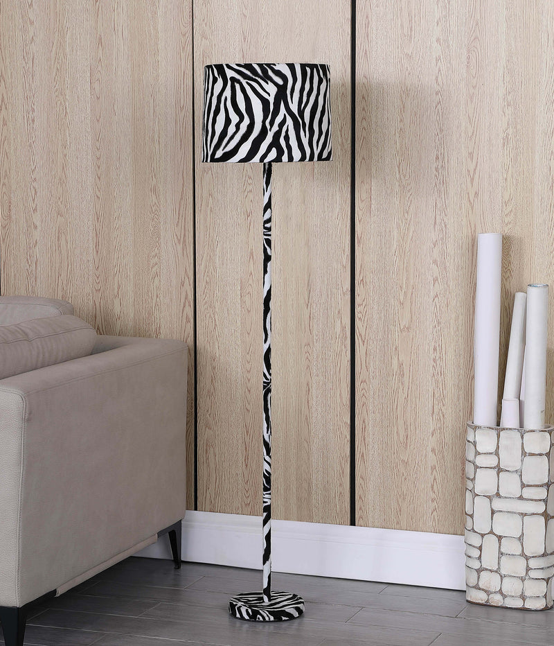 59" In Faux Suede Zebra Print Floor Lamp-zoom-