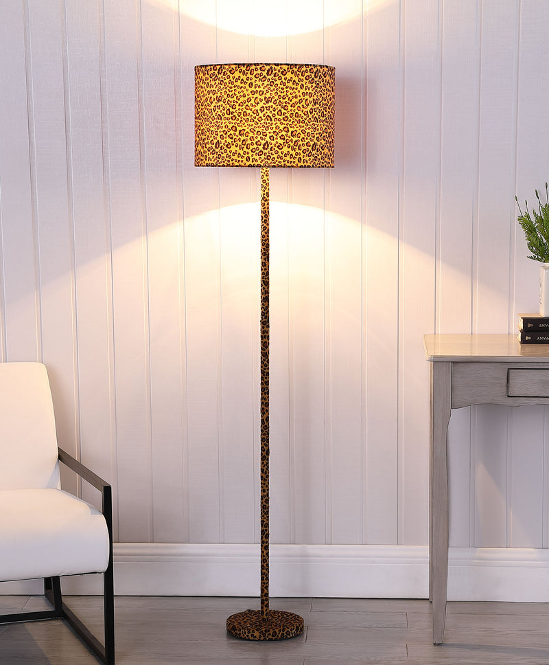 59" In Faux Suede Leopard Print Floor Lamp-zoom-