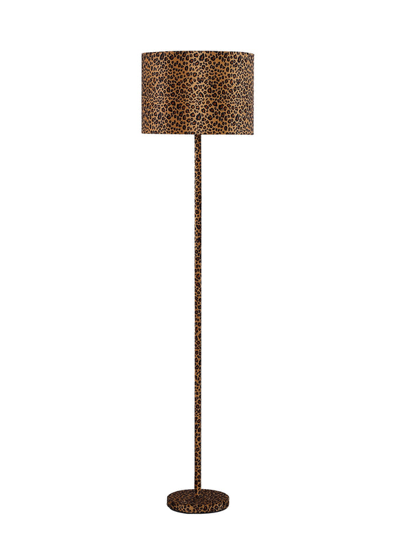 59 In Faux Suede Leopard Print Floor Lamp