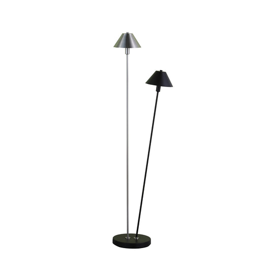 47.5" In Led Double G-9 Matte Powder Black/silver Redman Brushed Nickel Floor Lamp