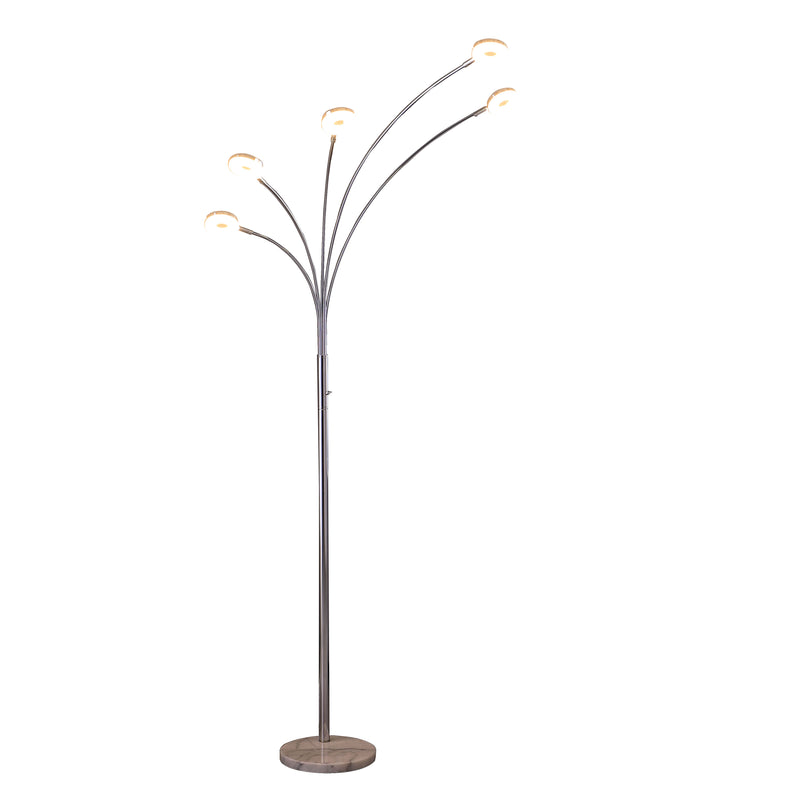 80" Avery 5 Arm Aluminum Chrome Led Semi Arc Floor Lamp-zoom-