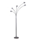 80" Avery 5 Arm Aluminum Chrome Led Semi Arc Floor Lamp