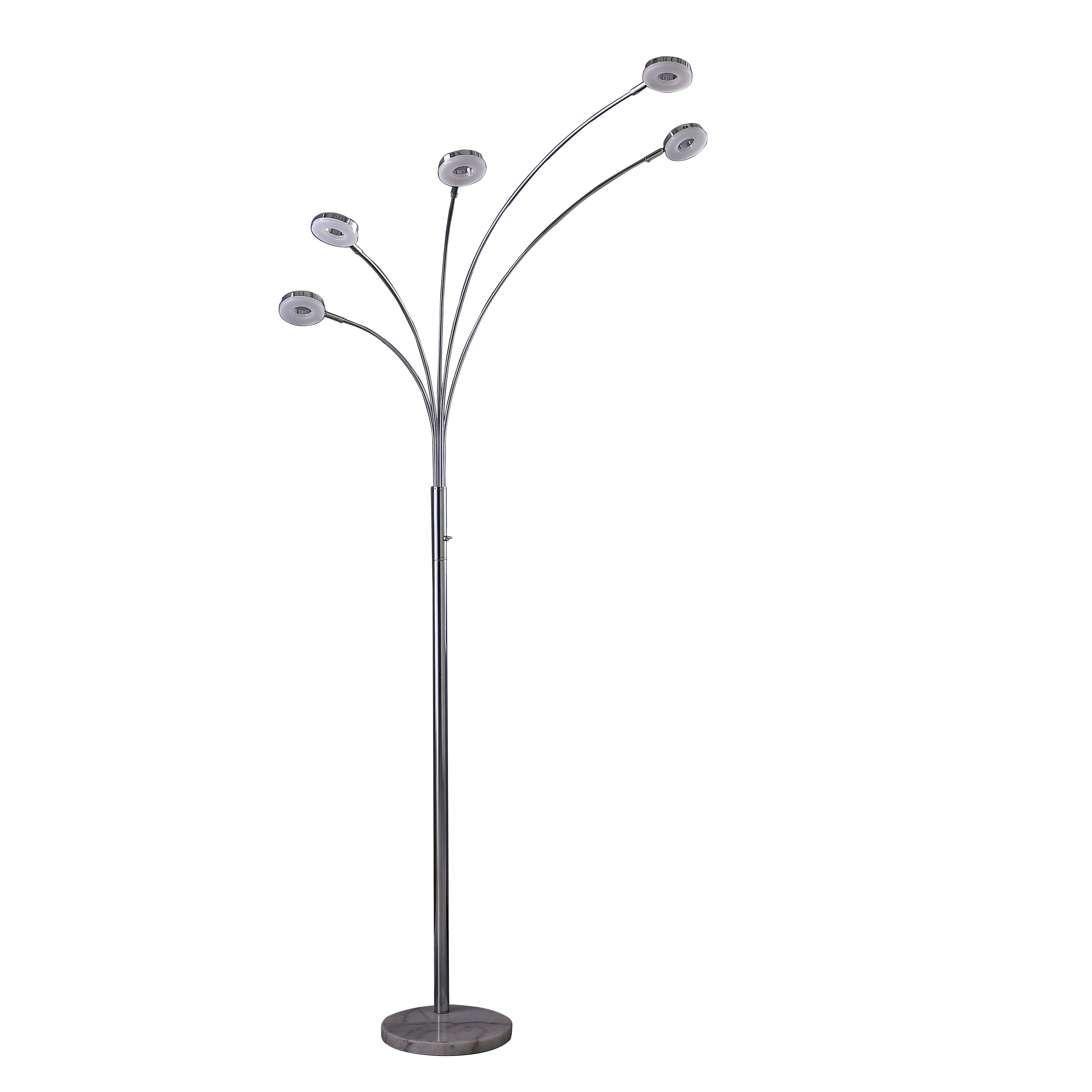 80" Avery 5 Arm Aluminum Chrome Led Semi Arc Floor Lamp-zoom-1