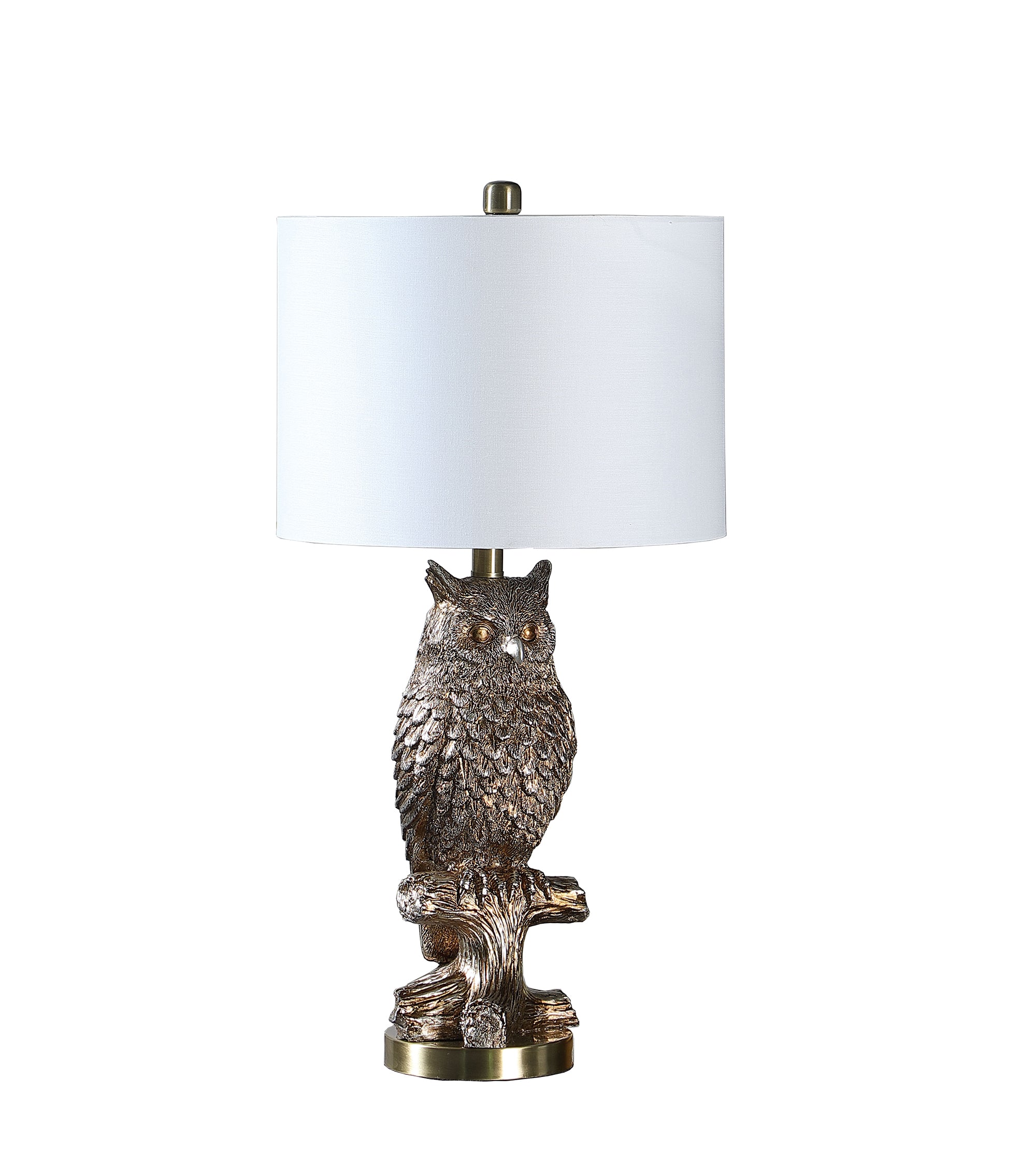 27.5" In Silver Owl On A Branch Resin Table Lamp-zoom-1