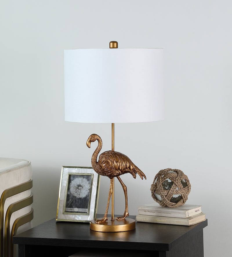 26" In Matte Gold Flamingo Resin Table Lamp-zoom-