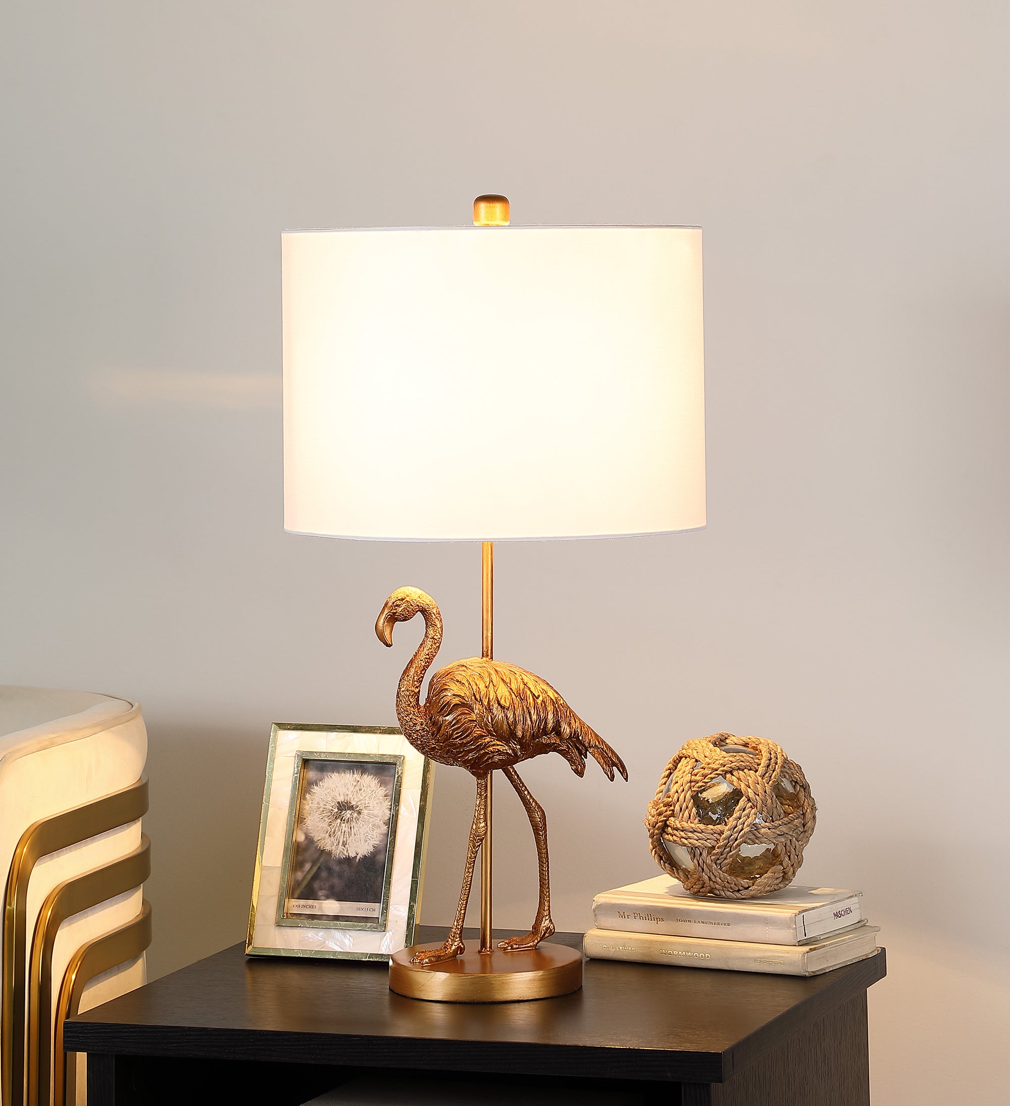 26" In Matte Gold Flamingo Resin Table Lamp-zoom-4