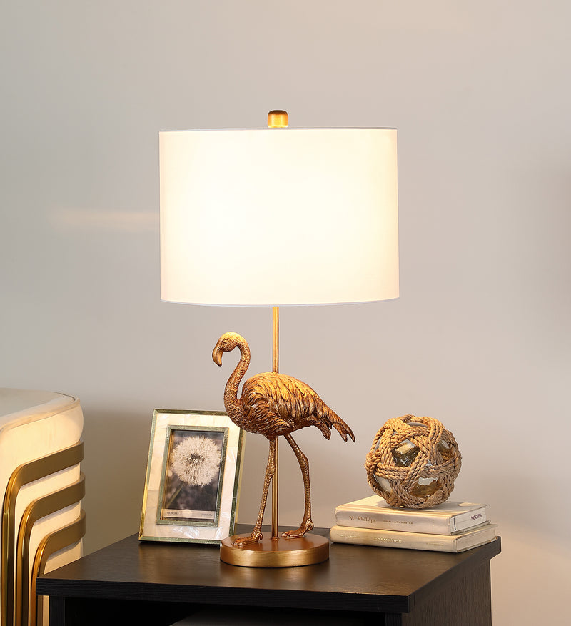 26" In Matte Gold Flamingo Resin Table Lamp-zoom-