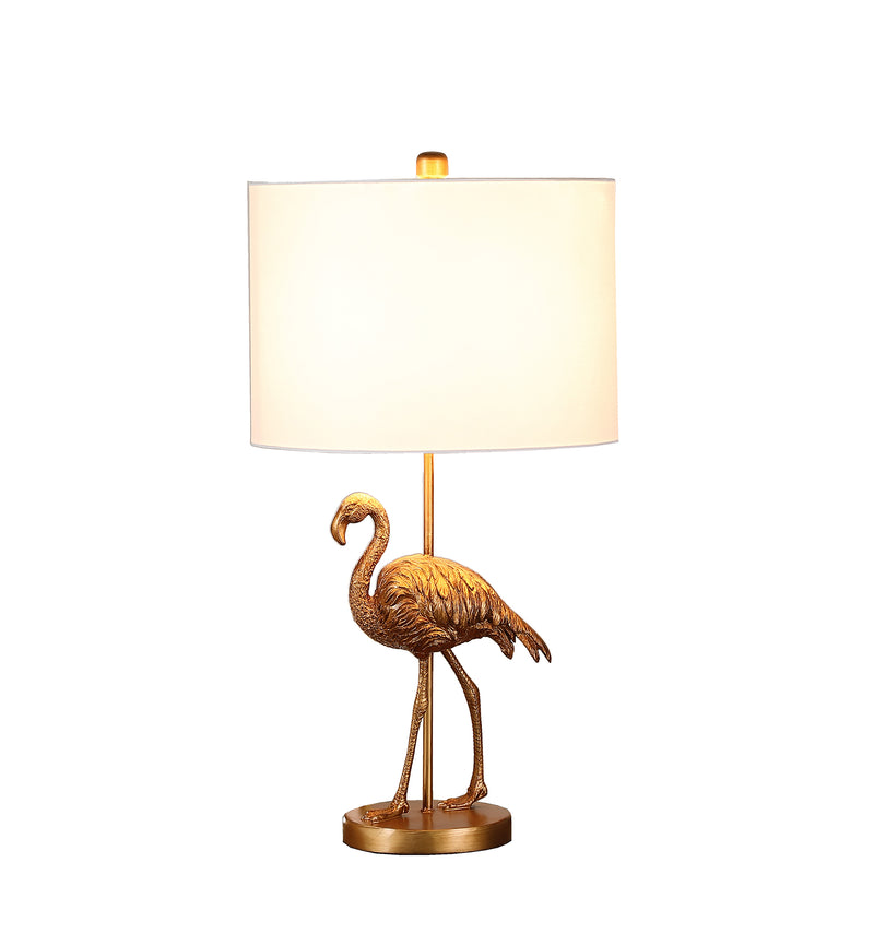 26" In Matte Gold Flamingo Resin Table Lamp-zoom-