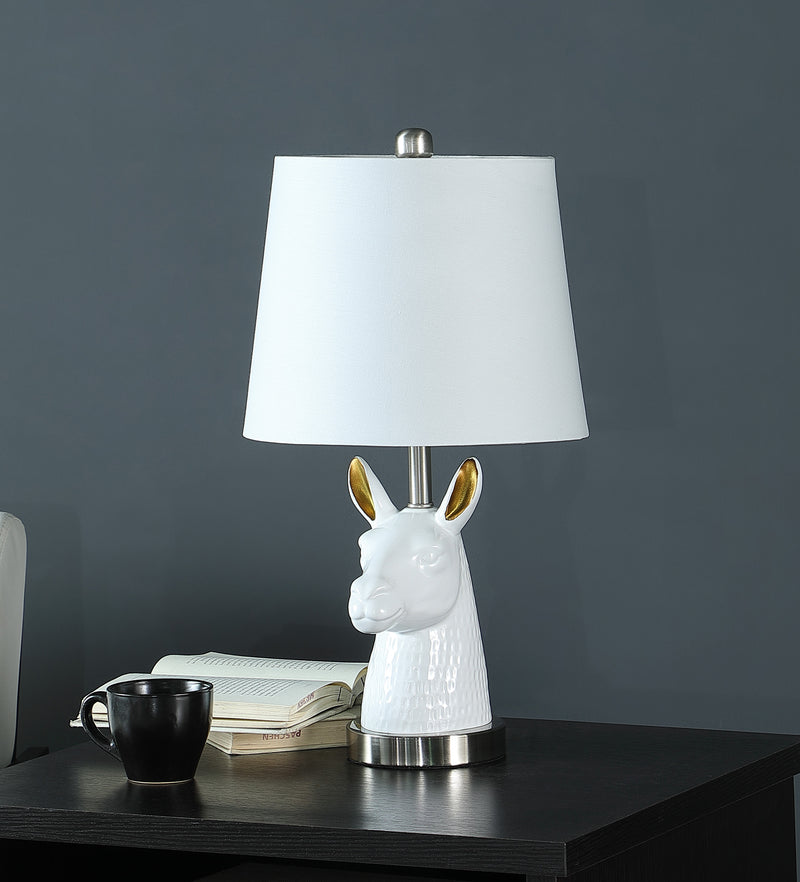 20.5" In Patagonia White Llama Bust Resin Table Lamp-zoom-
