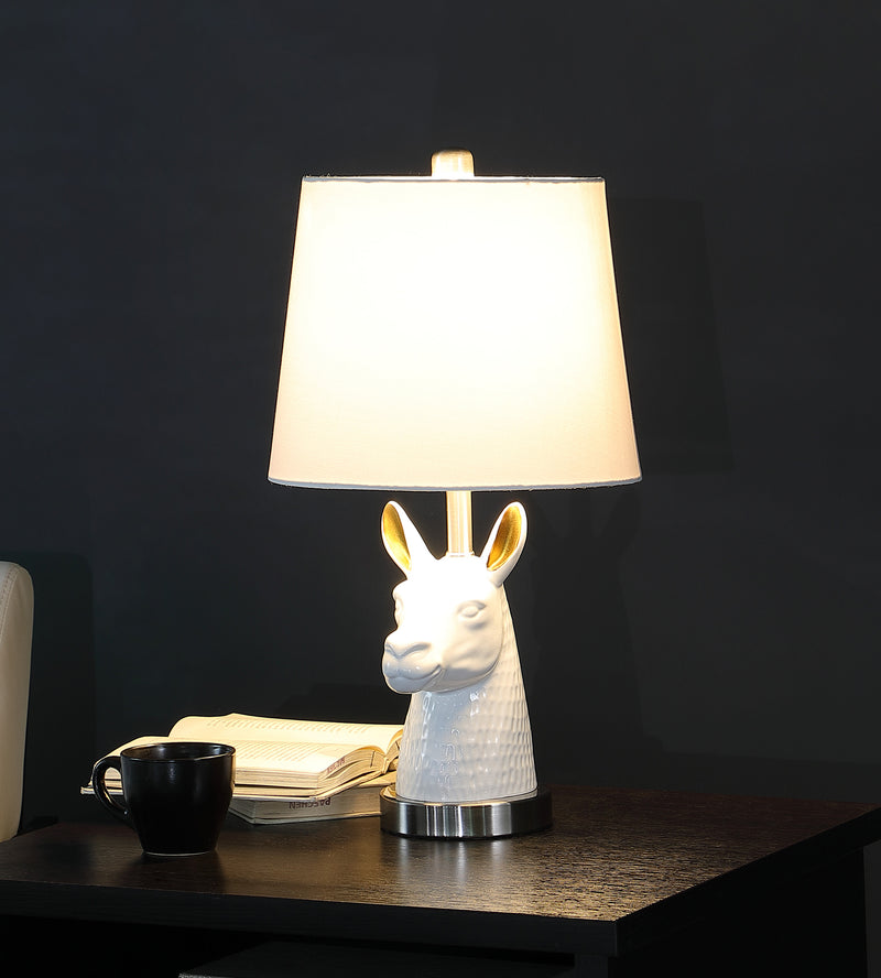 20.5" In Patagonia White Llama Bust Resin Table Lamp-zoom-